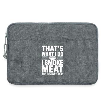 Das mache ich. Ich räuchere Fleisch und ich weiß Dinge. - Laptoptasche 13" - Grau meliert - Vorne