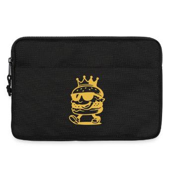 Burger fast-food avec couronne et lunettes de soleil - Sacoche pour ordinateur portable 13 pouces - noir - Devant
