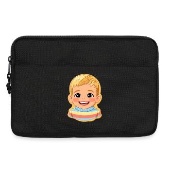 Motif biscuit : enfant joyeux avec un pull coloré - Sacoche pour ordinateur portable 13 pouces - noir - Devant