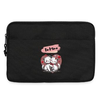 Be Mine Cat Cuddle with Hearts - Laptop bag 13" - black - Front