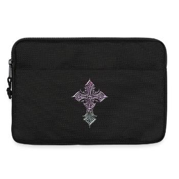 Irisierendes gotisches Kreuz Templer-Flair - Laptoptasche 13" - Schwarz - Vorne