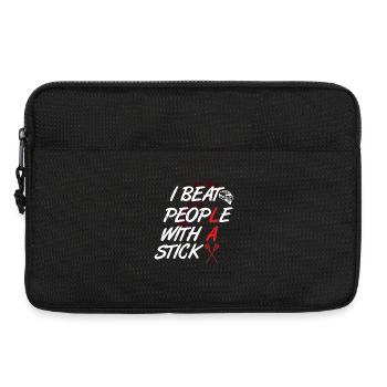 I Beat People With A Stick Lacrosse Sports Art - Laptoptasche 13" - Schwarz - Vorne