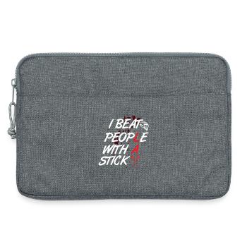 I Beat People With A Stick Lacrosse Sports Art - Laptop bag 13" - heather grey - Front