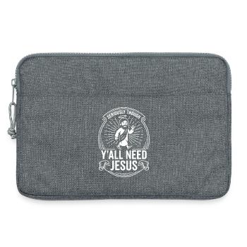 Seriously Though Yall Need Jesus - Laptop bag 13" - heather grey - Front