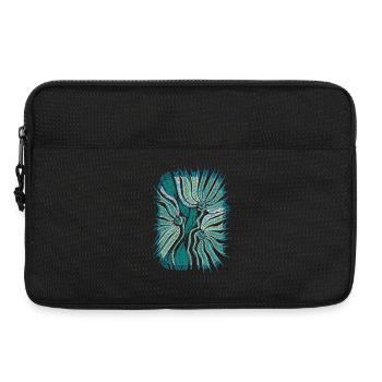 Floraison tropicale abstraite en sarcelle - Sacoche pour ordinateur portable 13 pouces - noir - Devant