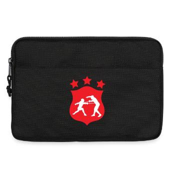 Fencing Silhouette Duel and Combat Coat of Arms - Laptop bag 13" - black - Front