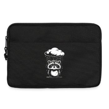 Raccoon in the Rain - Motif rétro drôle - Sacoche pour ordinateur portable 13 pouces - noir - Devant