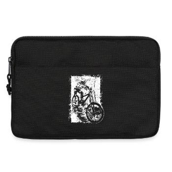 BMX Mountainbike Downhill Silhouette Grunge - Laptoptasche 13" - Schwarz - Vorne