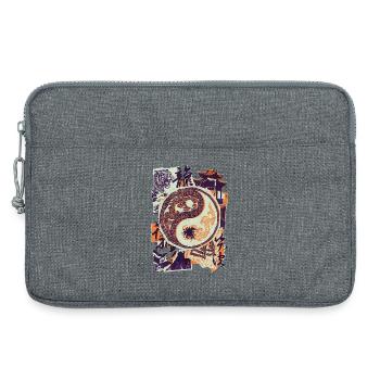Tigre chinois Yin et Yang - Sacoche pour ordinateur portable 13 pouces - gris chiné - Devant