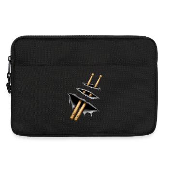 Drumsticks Design – Schlagzeuger & Musiker Motiv - Laptoptasche 13" - Schwarz - Vorne