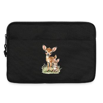 🦌🐰Fawn and Tender Bunny – Illustration - Laptop bag 13" - black - Front