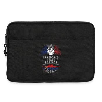 Francais De Racines Serbes T-Shirt Cadeau Humour - Sacoche pour ordinateur portable 13 pouces - noir - Devant