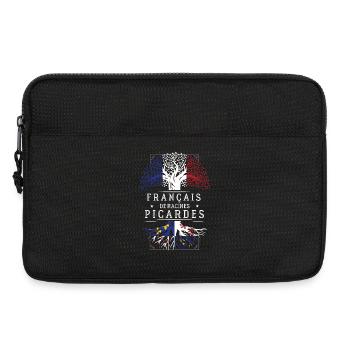 Francais De Racines Picardes T-Shirt Cadeau Humour - Sacoche pour ordinateur portable 13 pouces - noir - Devant