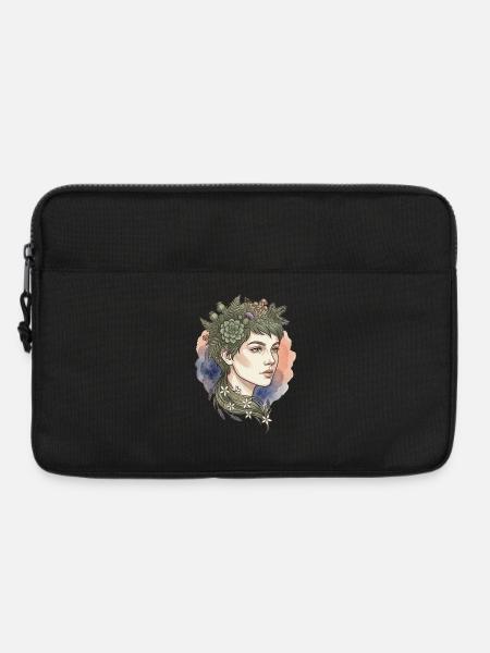 Floral-Porträt-Nymphen-Aquarell-Schönheitszauber - Laptoptasche 13" - Schwarz