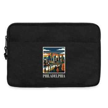 Philadelphia Skyline Sonnenuntergangsplakat - Laptoptasche 13" - Schwarz - Vorne