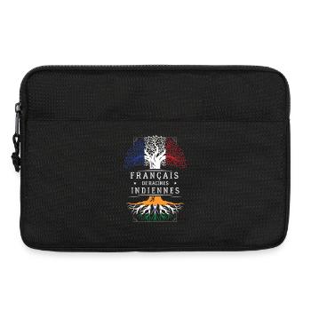 Francais De Racines Indiennes T-Shirt Cadeau Hu... - Sacoche pour ordinateur portable 13 pouces - noir - Devant