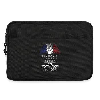 Francais De Racines Corses T-Shirt Cadeau Humour - Sacoche pour ordinateur portable 13 pouces - noir - Devant