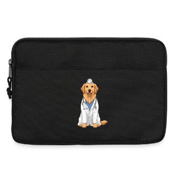 Le chien Golden Retriever en tant que médecin - Sacoche pour ordinateur portable 13 pouces - noir - Devant