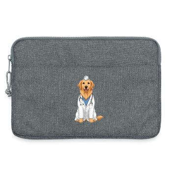 Le chien Golden Retriever en tant que médecin - Sacoche pour ordinateur portable 13 pouces - gris chiné - Devant