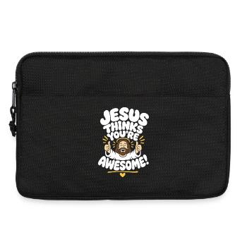 Jésus pense que tu es génial en disant - Sacoche pour ordinateur portable 13 pouces - noir - Devant