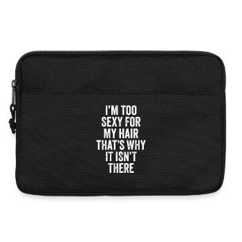 Design vintage chauve drôle pour lequel je suis trop sexy - Sacoche pour ordinateur portable 13 pouces - noir - Devant