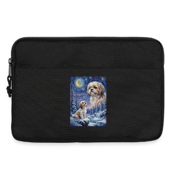 Hurlant à la Lune Mème Chien Shih Tzu - Sacoche pour ordinateur portable 13 pouces - noir - Devant