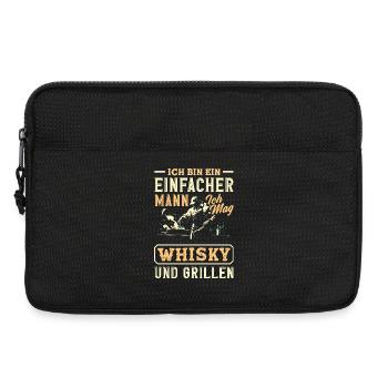 Grillmeister Geschenk Fleisch Wurst & Bier - Laptoptasche 13" - Schwarz - Vorne