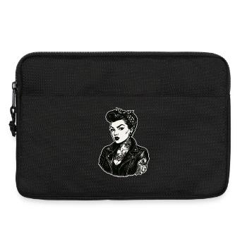 Rebellious 50s Pin-Up Girl Leather Jacket - Laptop bag 13" - black - Front
