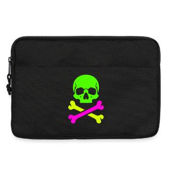 Neon Schädel Gekreuzte Knochen Bunter Pirat Skull - Laptoptasche 13" - Schwarz - Vorne