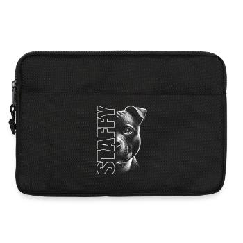 Staffordshire Bullterrier mit Staffy Schriftzug - Laptoptasche 13" - Schwarz - Vorne