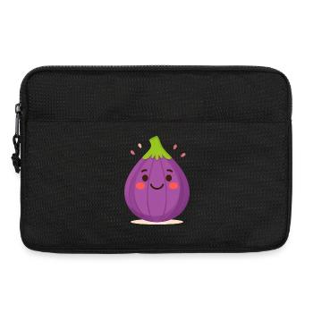Lila Kawaii Feige – Süße Frucht Illustration Art - Laptoptasche 13" - Schwarz - Vorne