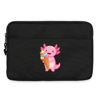 Pink Comic Axolotl with School Cone – Back to School Art - Laptop bag 13" - black - Front