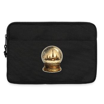 Schneekugel Paris: Eiffelturm im Schnee - Laptoptasche 13" - Schwarz - Vorne