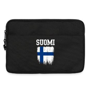 Suomi drapeau finlandais en détresse - Sacoche pour ordinateur portable 13 pouces - noir - Devant