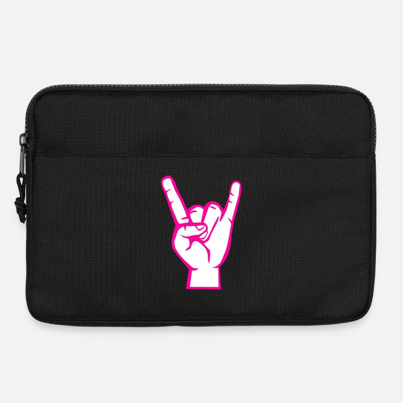 Hand mit Rock- Metal -Satan Symbol Pink - Laptoptasche 13" - Schwarz