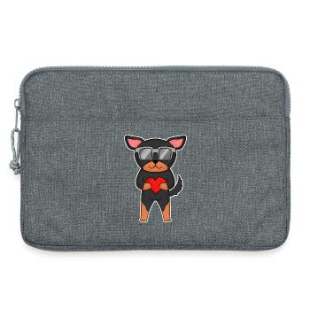 Lancashire Heeler with sunglasses and heart - Laptop bag 13" - heather grey - Front