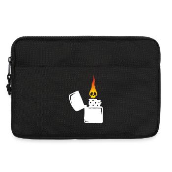 flaming skull and white lighter - Laptop bag 13" - black - Front