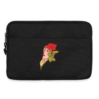 La dame et la rose - Sacoche pour ordinateur portable 13 pouces - noir - Devant