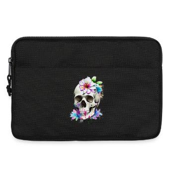 Schädel mit Lilien - Laptoptasche 13" - Schwarz - Vorne