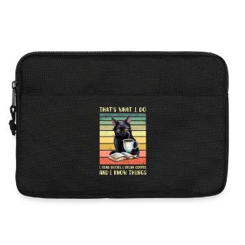 Black cat with coffee and book - Laptop bag 13" - black - Front