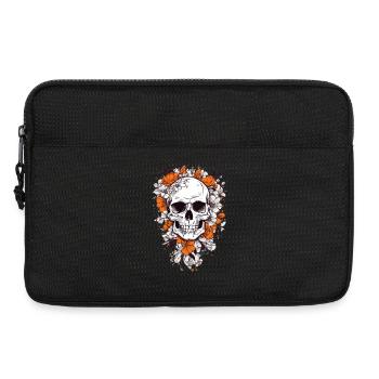 Crâne avec des fleurs - Sacoche pour ordinateur portable 13 pouces - noir - Devant