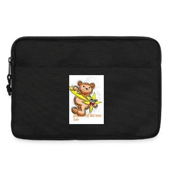 Verspielter Bären- und Sternen-Motiv - Laptoptasche 13" - Schwarz - Vorne