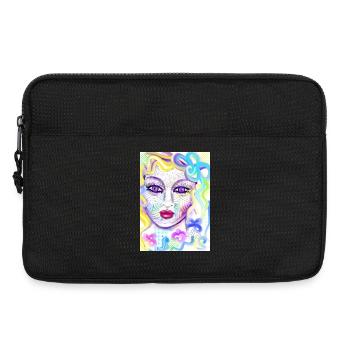 Farbenfrohe Fantasieporträtdesign - Laptoptasche 13" - Schwarz - Vorne