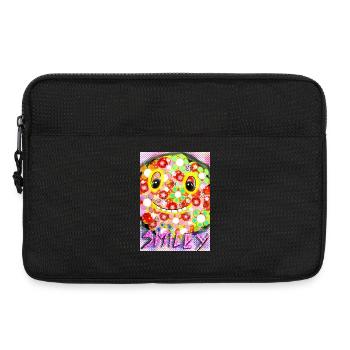 Bunte Pixel-Silhouette mit Smile - Laptoptasche 13" - Schwarz - Vorne