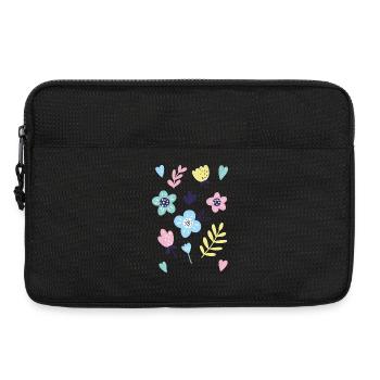 Pastellfarbene Blumenkritzeleien auf Schwarz - Laptoptasche 13" - Schwarz - Vorne