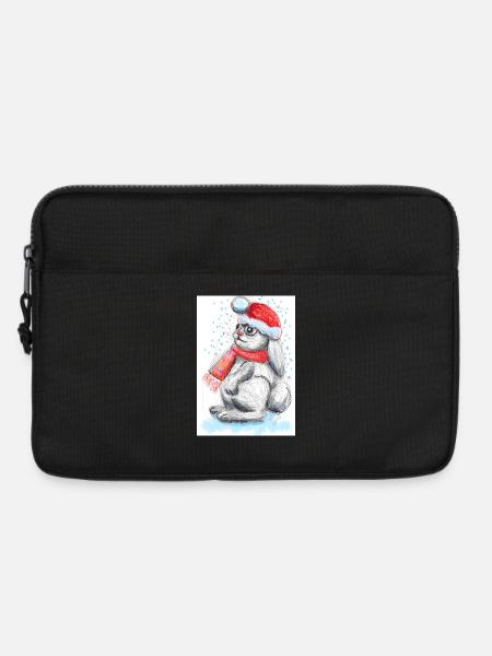 Süßer Osterhase mit Weihnachtsmütze - Laptoptasche 13" - Schwarz