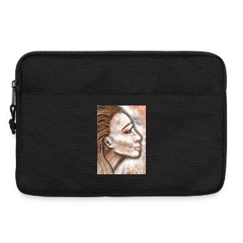 Abstrakte Porträtkunst mit Punktmuster - Laptoptasche 13" - Schwarz - Vorne
