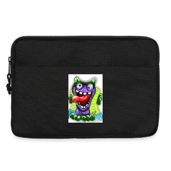 Bunter Cartoon Monster mit Riesenzunge - Laptoptasche 13" - Schwarz - Vorne