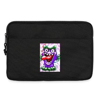 Bunter fantasievoller Monster mit langem Zunge - Laptoptasche 13" - Schwarz - Vorne