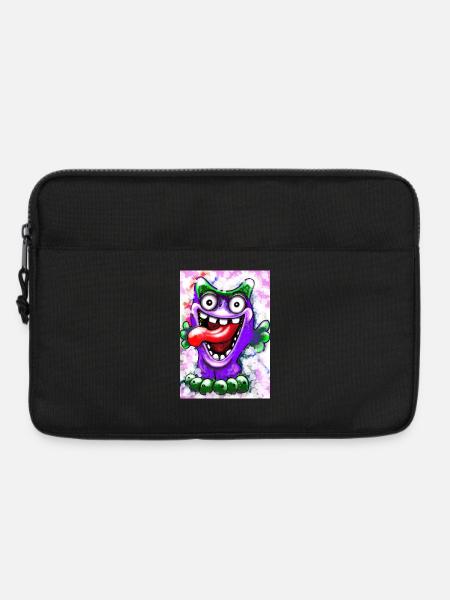 Bunter fantasievoller Monster mit langem Zunge - Laptoptasche 13" - Schwarz
